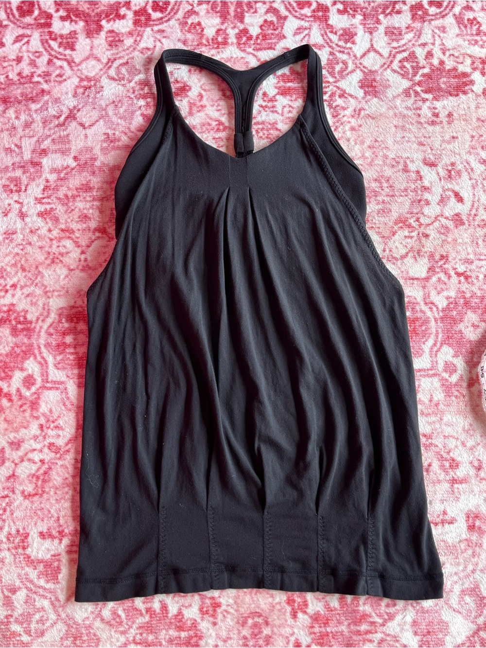 lululemon athletica Black Pleated Racerback Tank with Bra